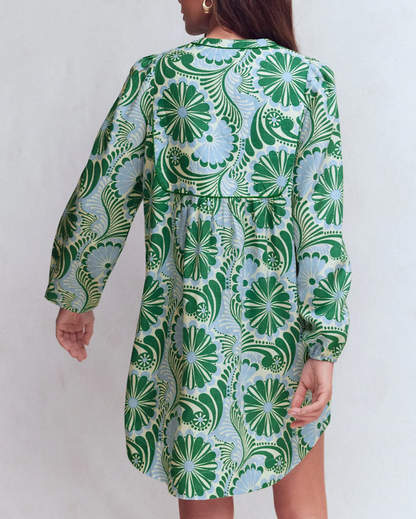 Linen Yoke Tassel Dress
