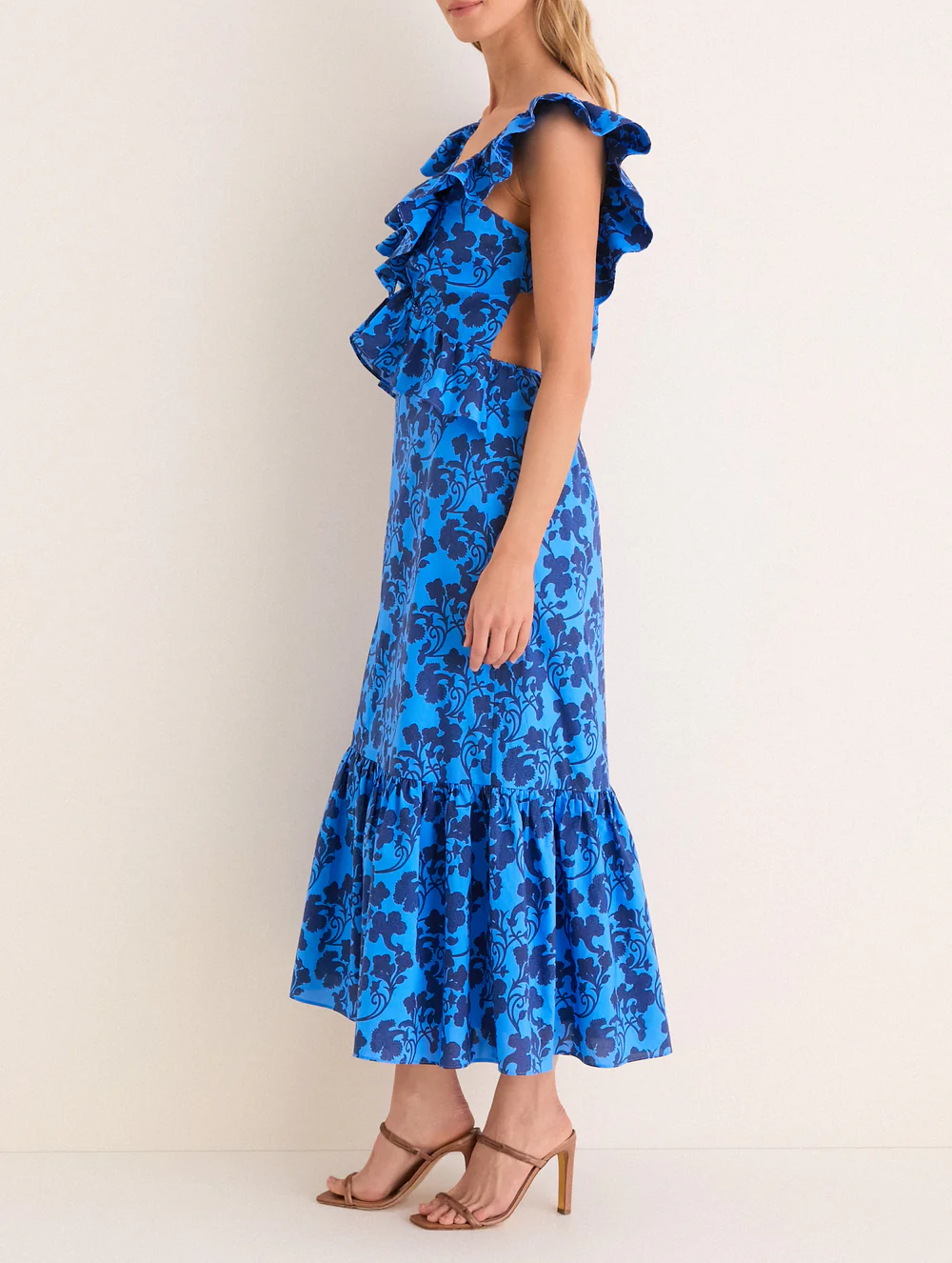 Navy & Cornflower Blue Vines Maxi Dress