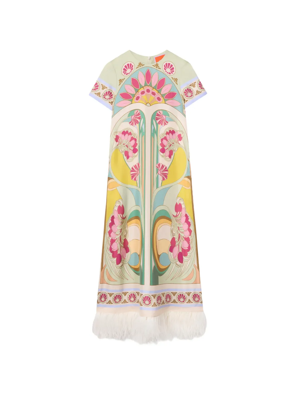Silk Twill With Feathers Swing Dress