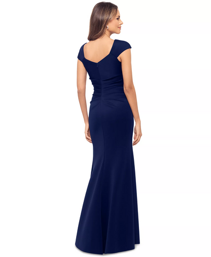 Asymmetric-Neck Side-Slit Gown