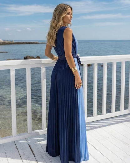 Sleeveless Color-Blocked Jumpsuit
