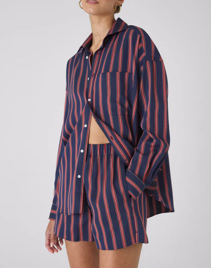 Red striped shirt and pants set