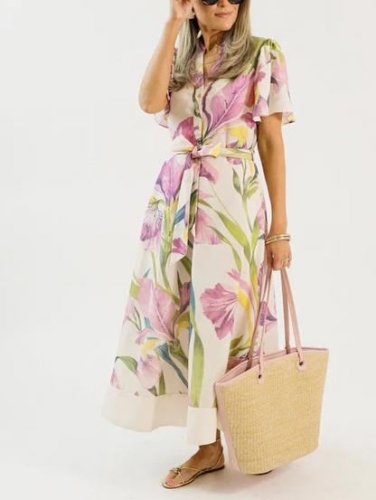 Botanic Maxi Dress, Pink Multi