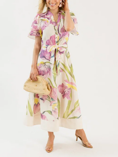 Botanic Maxi Dress, Pink Multi