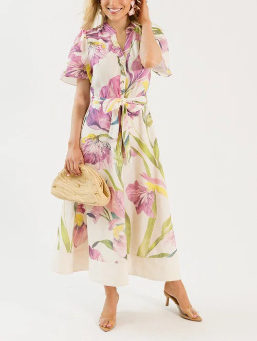 Botanic Maxi Dress, Pink Multi
