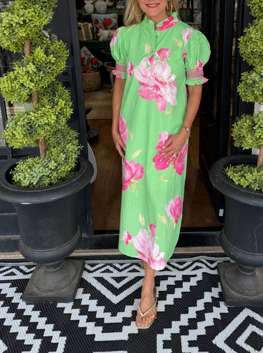 Puff Sleeves Printed maxi dress