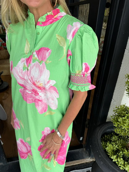 Puff Sleeves Printed maxi dress