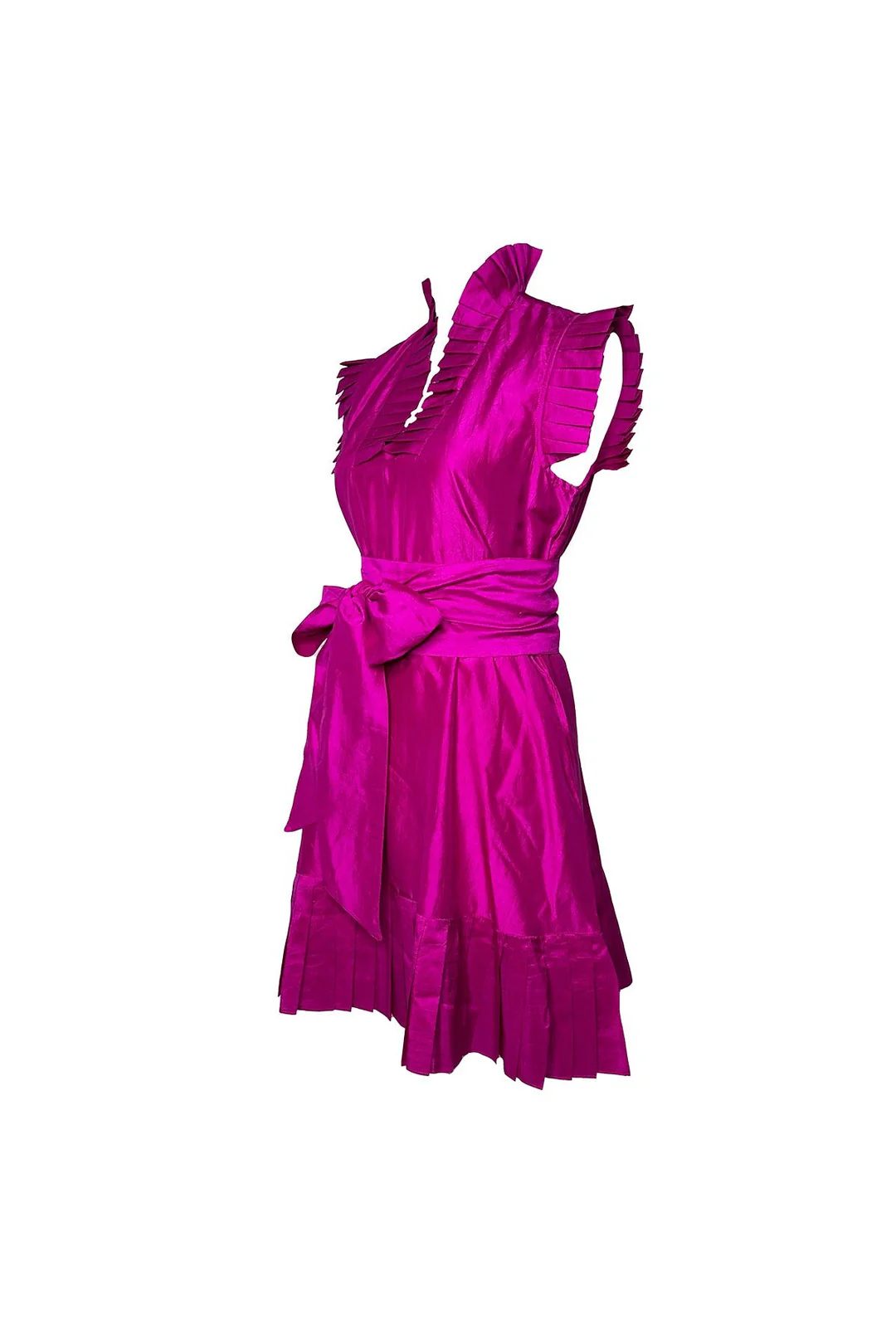 Pleated Sleeveless Flounce Mini Dress