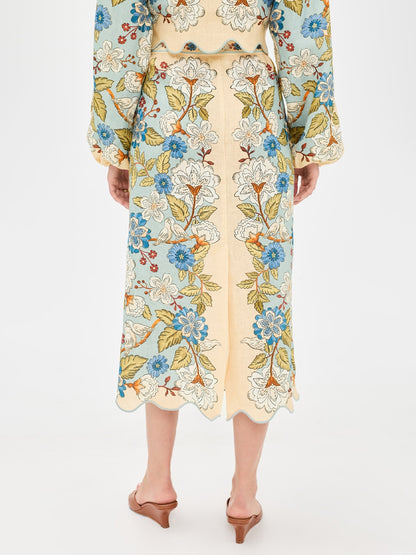 Floral Print Scalloped Hem Two Pieces Dress