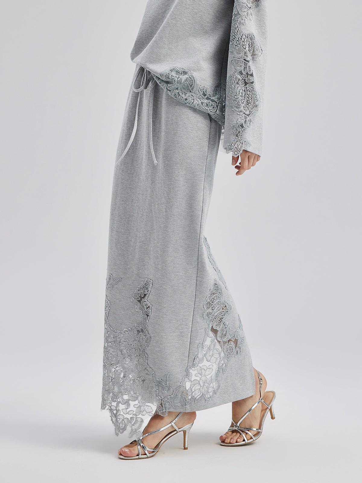 Lace-Detail Knit Set