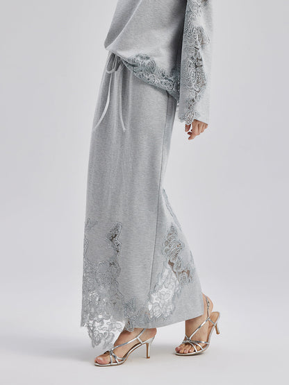 Lace-Detail Knit Set