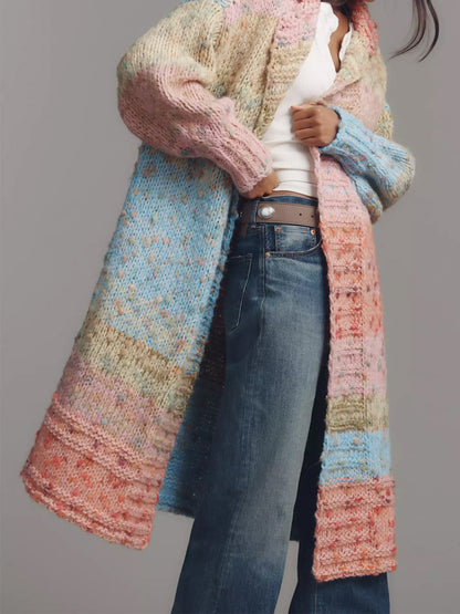 Collared Ombre Duster Sweater Cardigan