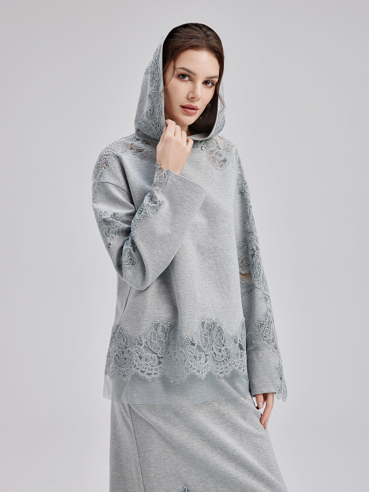 Lace-Detail Knit Set