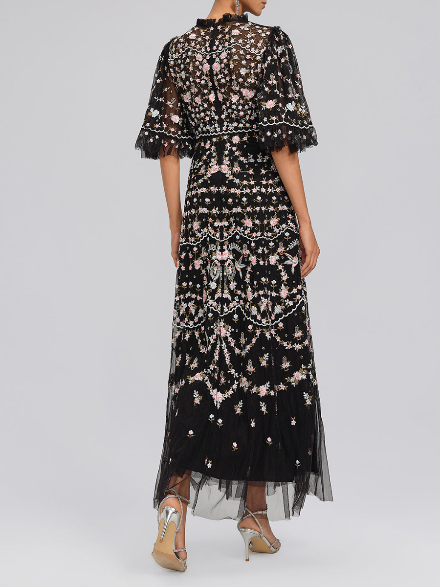Floral Ruffled Tulle Dress
