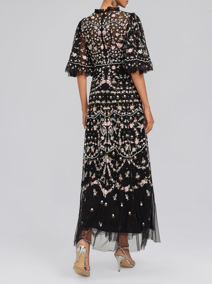 Floral Ruffled Tulle Dress