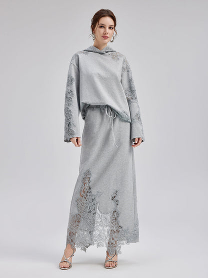 Lace-Detail Knit Set