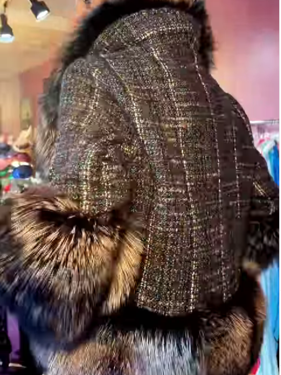 Tweed With Faux Fur Coat