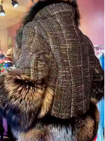 Tweed With Faux Fur Coat