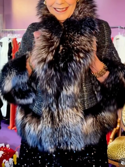 Tweed With Faux Fur Coat