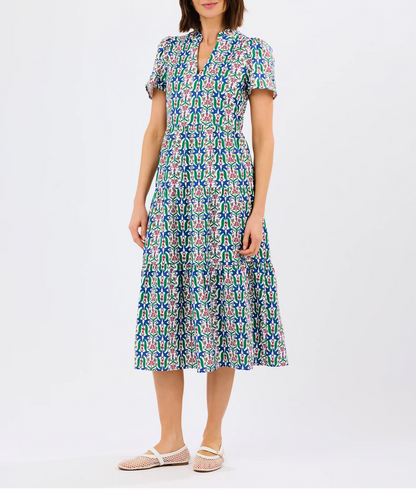 V-neck printed midi dress