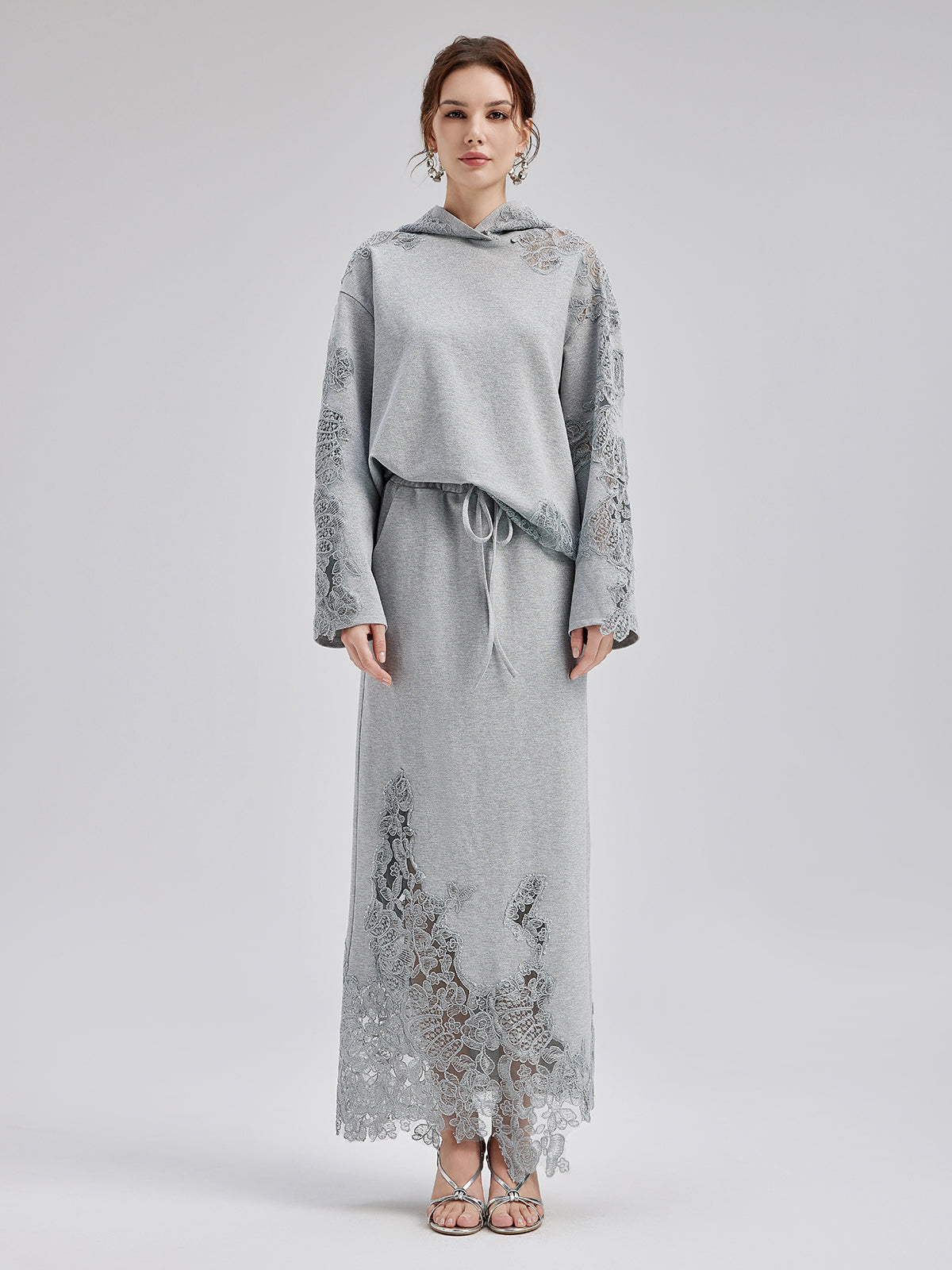 Lace-Detail Knit Set