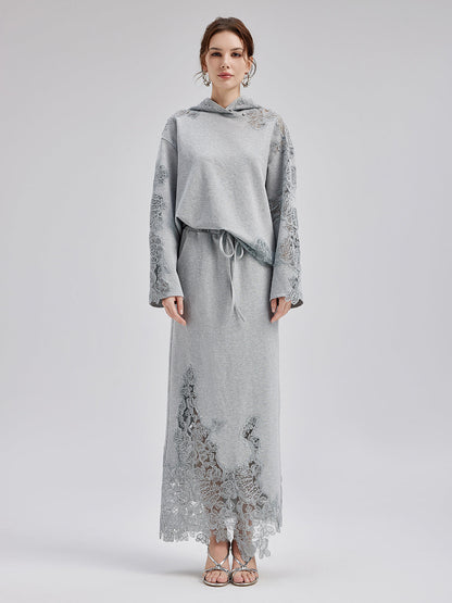 Lace-Detail Knit Set