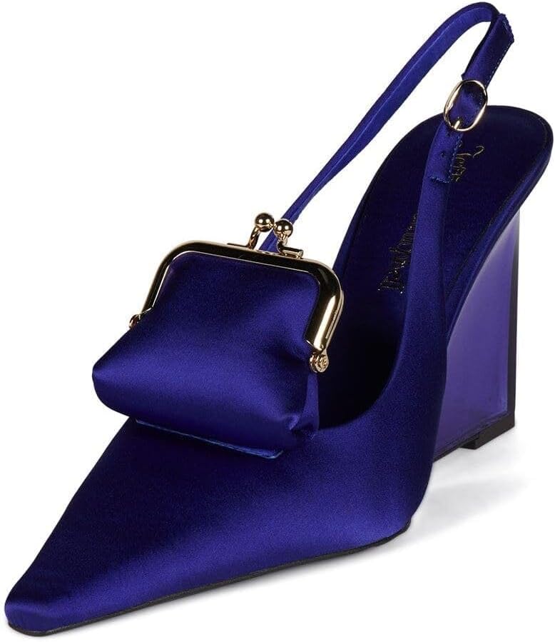 Satin high heels with a practical coin purse