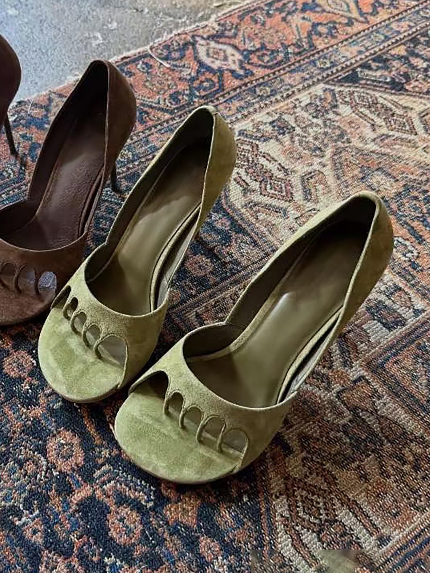 Suede stiletto flip-flops