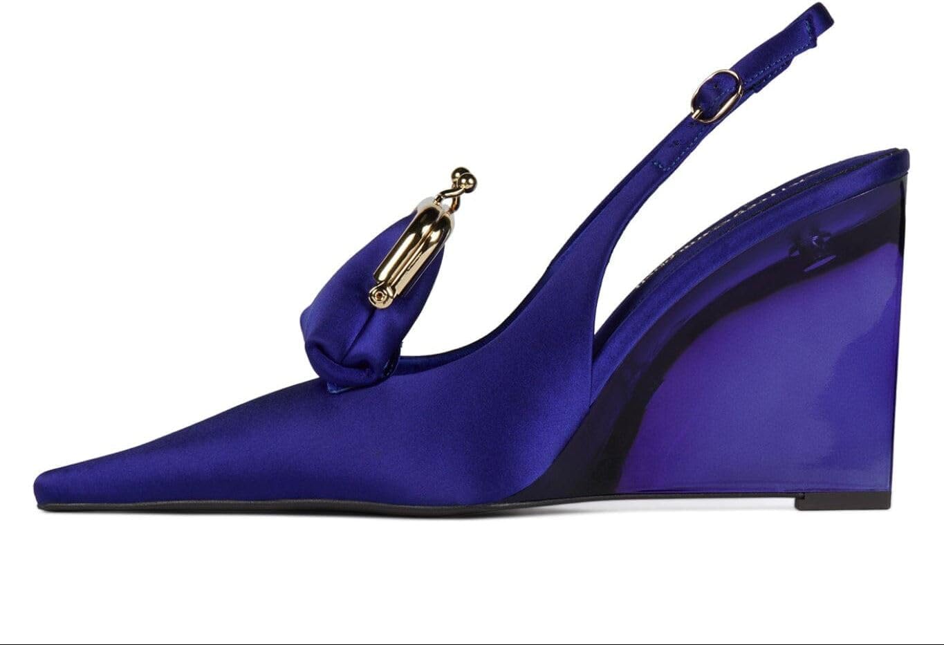 Satin high heels with a practical coin purse
