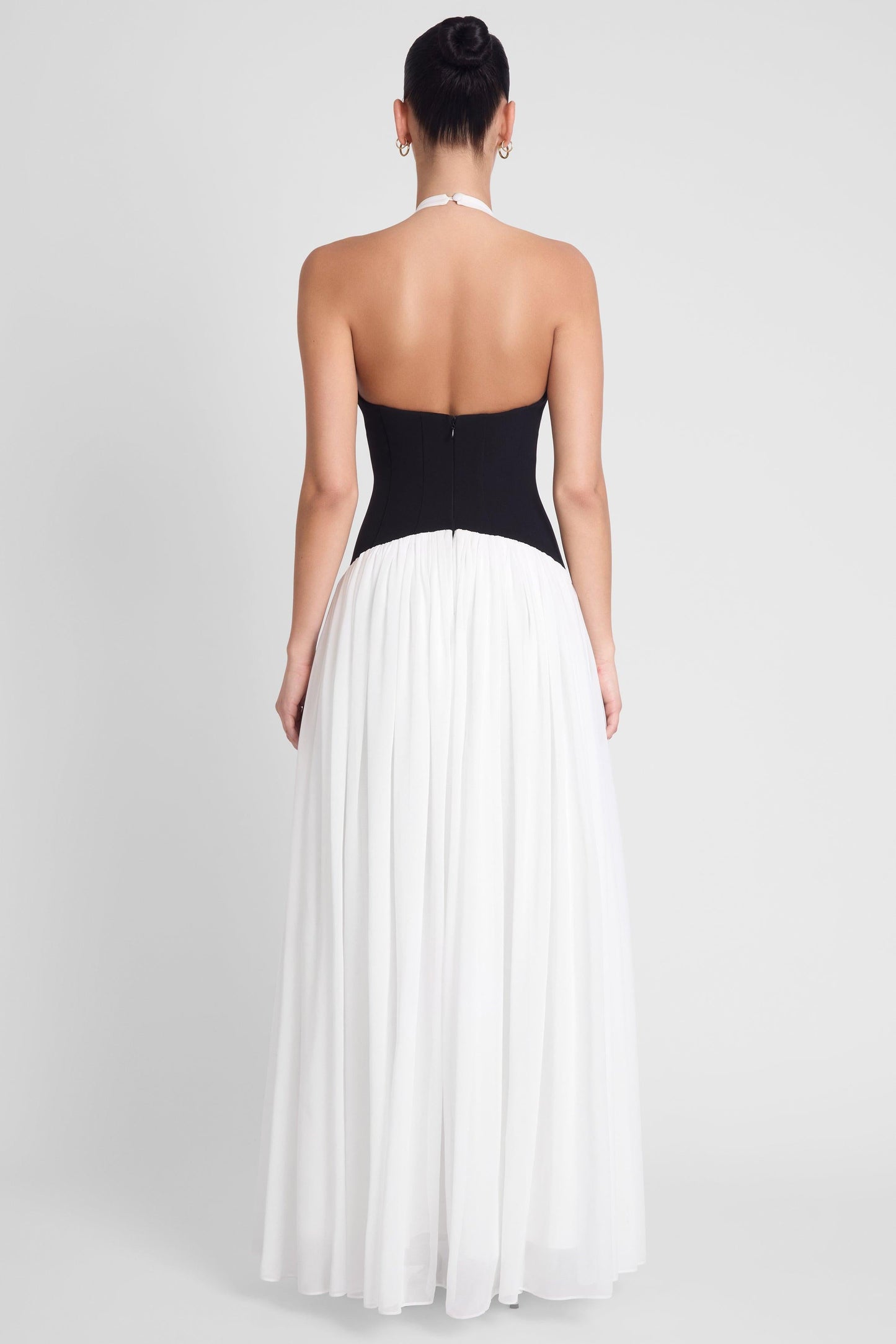 Contrast Corset Maxi Dress - Black & White