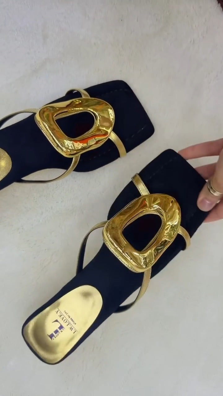 Square Thick Heel Thong Sandals