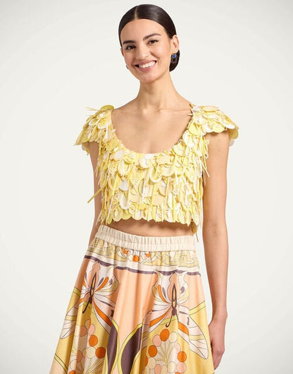 Solid Yellow in Embroidered Paillettes