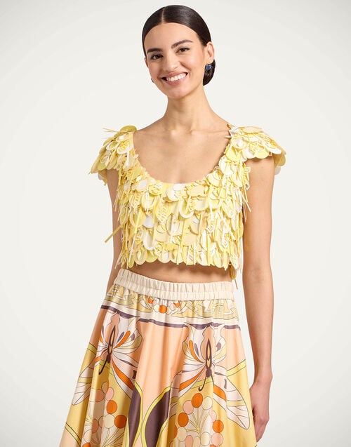 Solid Yellow in Embroidered Paillettes
