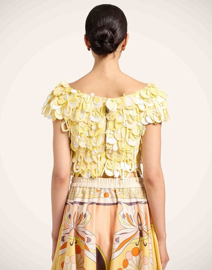 Solid Yellow in Embroidered Paillettes