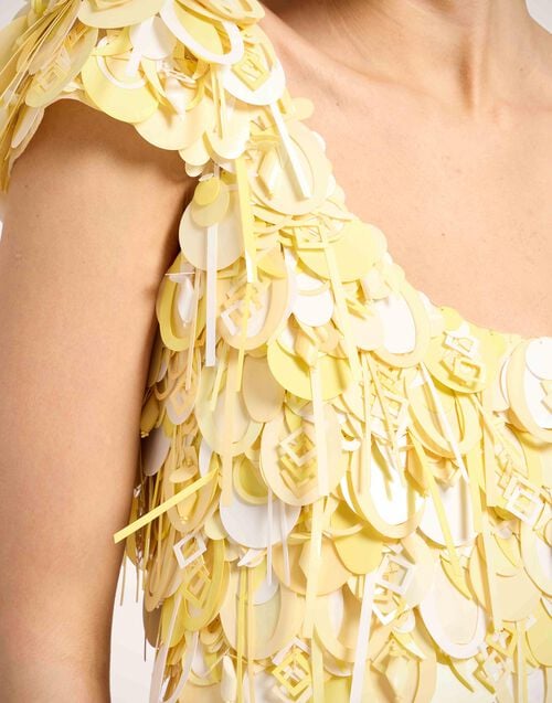 Solid Yellow in Embroidered Paillettes