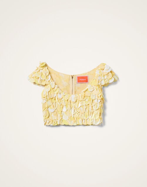 Solid Yellow in Embroidered Paillettes