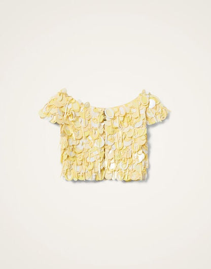 Solid Yellow in Embroidered Paillettes