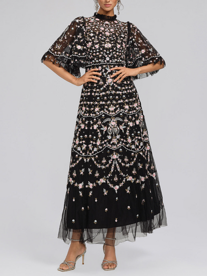 Floral Ruffled Tulle Dress