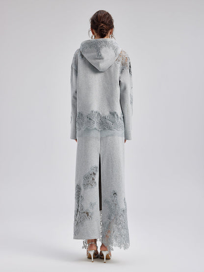 Lace-Detail Knit Set