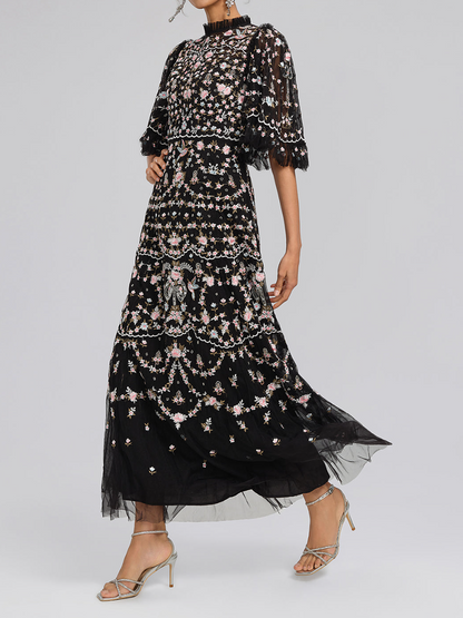 Floral Ruffled Tulle Dress
