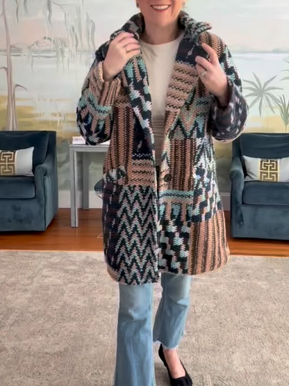 Knitted Multicolor Printed Jacket