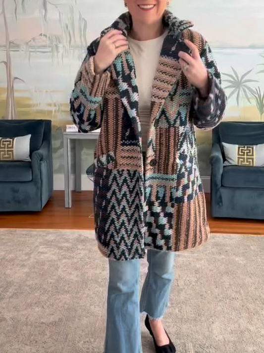 Knitted Multicolor Printed Jacket