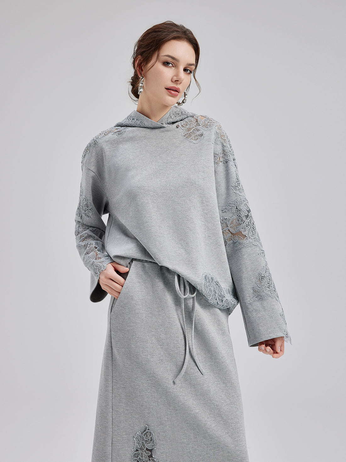 Lace-Detail Knit Set