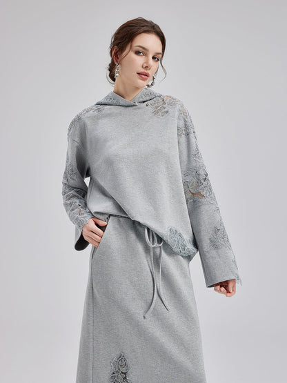 Lace-Detail Knit Set