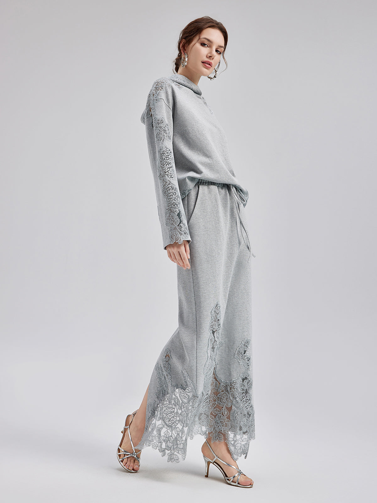 Lace-Detail Knit Set