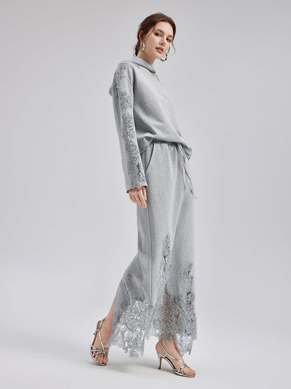 Lace-Detail Knit Set